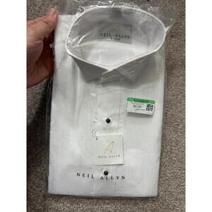 NWT Neil Allyn Tuxedo Shirt Mens S 32/33 White Laydown Collar Pleated